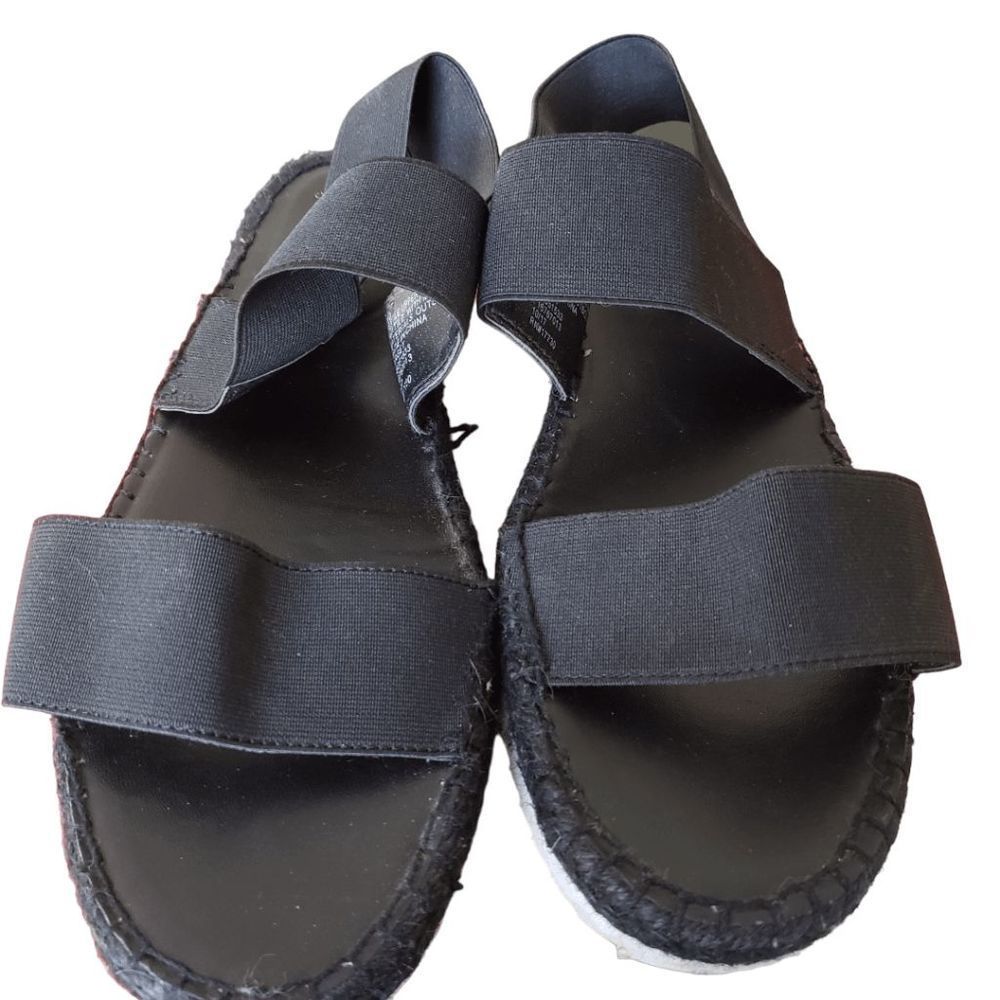Sh174 Black Ladies Flat Sandals Size 10